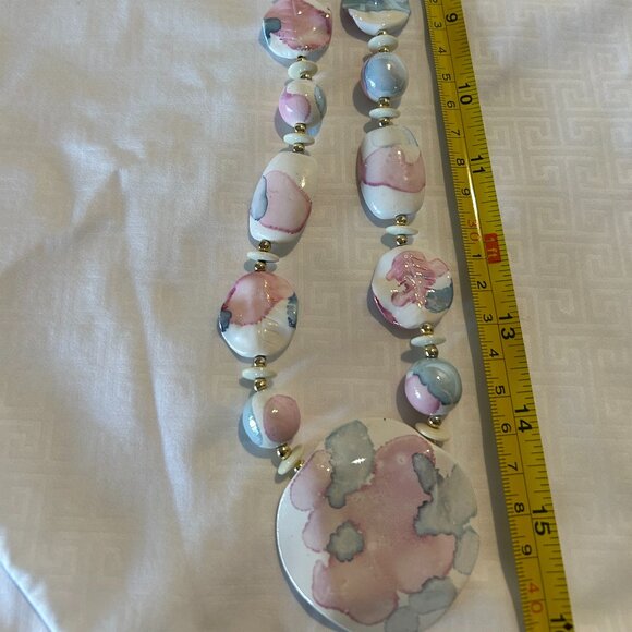 Vintage Hand Painted Japanese 32" Necklace - Picture 9 of 11